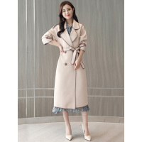 丝柏舍秋装新款女2018优雅翻领双排扣腰带中长款风衣S83B0857F