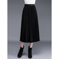 丝柏舍冬装女2018新款韩版时尚简约宽松纯色百褶半身裙S83T4120B