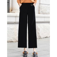 丝柏舍2018冬季女装新款自然腰直筒简约条纹长款休闲裤S91T1314K