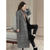 丝柏舍2018冬装新款女翻领下摆开叉中长款毛呢外套S84R0043D