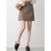 丝柏舍2018冬装新款女士时尚格子A字裙显瘦短款半身裙S84R1212B