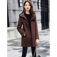 丝柏舍2018冬装新款女士韩版纯色连帽长袖拉链口袋外套S84R1163A