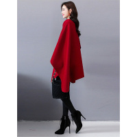 丝柏舍冬装女2018新款时尚简约韩版纯色不规则宽松气质披肩式外套S84R1121A