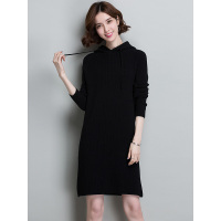 丝柏舍春针织连衣裙带帽针织衫女套头连帽2019新款潮S83E0008L