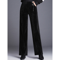 丝柏舍裤子女冬2018新款条纹直筒修身显瘦长款休闲裤S84R1067U