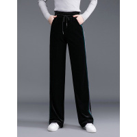 丝柏舍冬装女2018新款休闲系带ins复古慵懒风长裤子S83T4166K