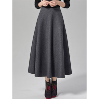 丝柏舍春2019新款女纯色复古高腰显瘦A字长款半身裙S84R0877B