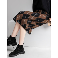 丝柏舍冬装女2018新款格子修身气质显瘦中长款半身裙S83H0138B