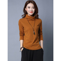 丝柏舍2018冬季新款女纯色长袖修身内搭气质休闲打底衫S84R1093E