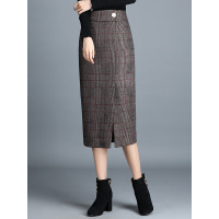 丝柏舍春女2019新款收腰修身下开叉气质中长款半身裙S84R1182B