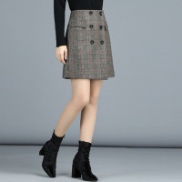 丝柏舍2019春装新款女时尚格子高腰A字下摆短款半身裙S84R0922B