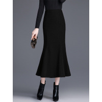 丝柏舍2018冬季新款女韩版纯色鱼尾裙修身气质半身裙S84R1169B