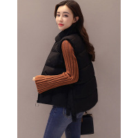 丝柏舍冬装女2019新款纯色立领前短后长修身马甲S84R1229J