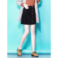 丝柏舍春装女2019新款纯色休闲单排扣修身短款半身裙S84R1322B