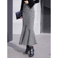 丝柏舍2018年秋冬新款女修身拼接半身裙长裙包臀鱼尾裙S84R1344B