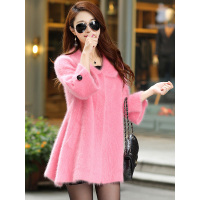 丝柏舍2018冬季新款翻领单门襟宽松韩版时尚中长款外套024475