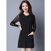 丝柏舍裙子女套头修身长袖2018秋冬新款纯色针织连衣裙S63F0232