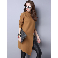 丝柏舍2018年秋冬新款中长款不规则下摆开叉针织套头毛衣S64F0201