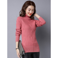 丝柏舍高领毛衣套头长袖薄2018秋冬新款纯色中长款针织衫S64H0026