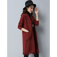 丝柏舍2018年秋冬新款毛衣女流苏下摆宽松针织开衫外套S73Z0162Z