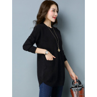 丝柏舍2018年秋冬新款女纯色圆领修身长袖套头针织毛衣S74F0058M