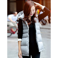 丝柏舍2018年秋冬新款女装韩版时尚纯色连帽无袖宽松羽绒马甲036868