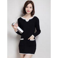 丝柏舍2018秋装新款女装韩版时尚气质中长款套头针织衫069584