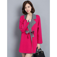 丝柏舍2018秋装新款女装韩版翻领内外撞色拼接不规则下摆外套069971