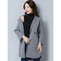 丝柏舍2018年秋季新款女中长款纯色双排扣毛呢外套大衣S74P0018D