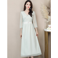 丝柏舍2019春装女装纯色绣花连衣裙S81R0395L