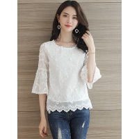 丝柏舍2019春装女装圆领韩版雪纺衫S81R0580S