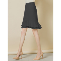 丝柏舍2019季女装纯色荷叶边鱼尾A字气质半身裙S91R0108B