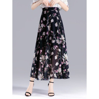 丝柏舍2019春装女装雪纺印花长款时尚半身裙