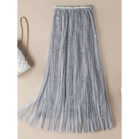 丝柏舍2019春季女装简约网纱韩版中长款休闲半截裙S91T0004B