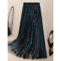 丝柏舍2020夏装女时尚网纱百褶显瘦中长款半身裙S91T0130B