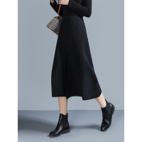丝柏舍春装女2019简约气质纯色侧开叉中长款半身裙S91T0925B