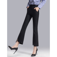 丝柏舍2019春款黑色显瘦直筒流行时尚气质九分休闲裤S91T0165K