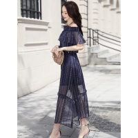 丝柏舍2019年夏季女装一字领松紧腰气质修身中长裙S82R0655L