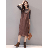 丝柏舍2019夏装圆领长袖套头上衣搭中长款宽松吊带气质套装S83R0037N