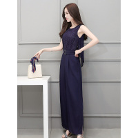 丝柏舍2019年夏装收腰蕾丝拼接显瘦气质连体裤阔腿裤S72R1103P