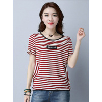 丝柏舍2019夏季女简约条纹宽松休闲时尚打底常规款T恤S81Z0027T