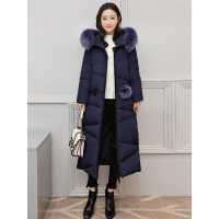 丝柏舍2019年冬季纯色修身拉链毛球装饰中长款羽绒服（配毛领）S74R0080Y