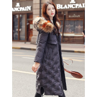 丝柏舍2019冬季纯色毛领休闲长袖中长款羽绒服女S84R0899Y