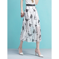 丝柏舍2019夏装女时尚高腰显瘦刺绣拼接网纱半身裙S92B0915B