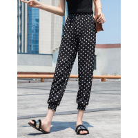丝柏舍2019夏装女时尚雪纺波点宽松显瘦简约休闲裤S92T1978K