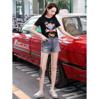 丝柏舍2019夏装女装宽松圆领款简约印花卡通短袖t恤S92R1949T