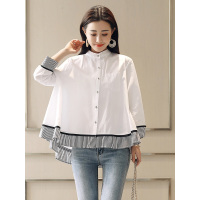 丝柏舍秋装女2019简约初恋风宽松九分袖常规款衬衫S91R0158C