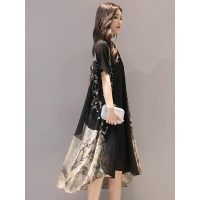 丝柏舍2019夏装女时尚短袖宽松印花中长连衣裙套装S82R1722N
