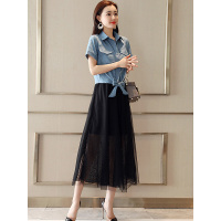 丝柏舍2019年夏季休闲短外套搭长款吊带连衣裙套装S82R1524N