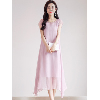 丝柏舍2019年夏季女装不规则飘逸纯色气质款连衣裙S82R0885L